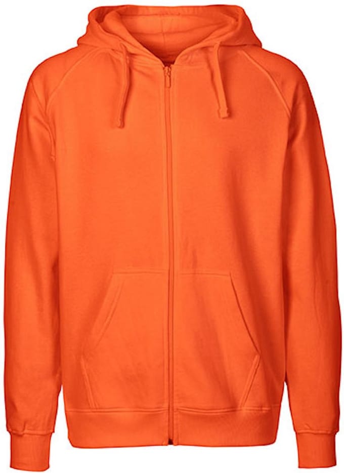 Fairtrade Men's Zip Hoodie met capuchon Orange - M