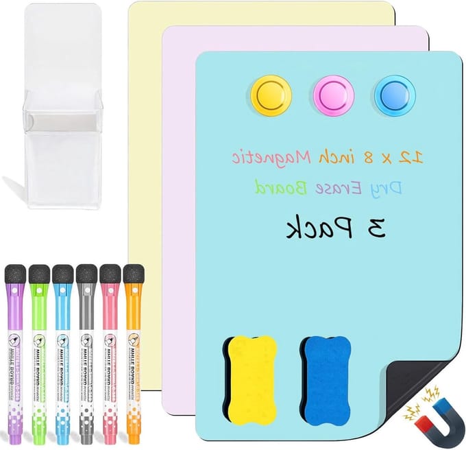 Omgoods - Magnetisch Whiteboard voor Koelkast - 3 Stuks, 20x30 cm
