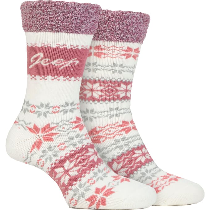 2 Paar Dames Thermische Gewatteerde Fairisle Sokkel Warme Wintersokken
