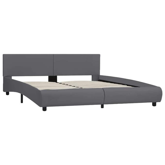 vidaXL - Bedframe - met - LED - kunstleer - grijs - 180x200 - cm