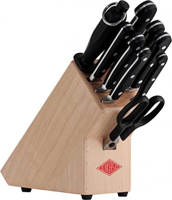 Eikaso Solingen 10-Delige RVS Messenset met Houten Blok – Professionele Gastro Handvatten