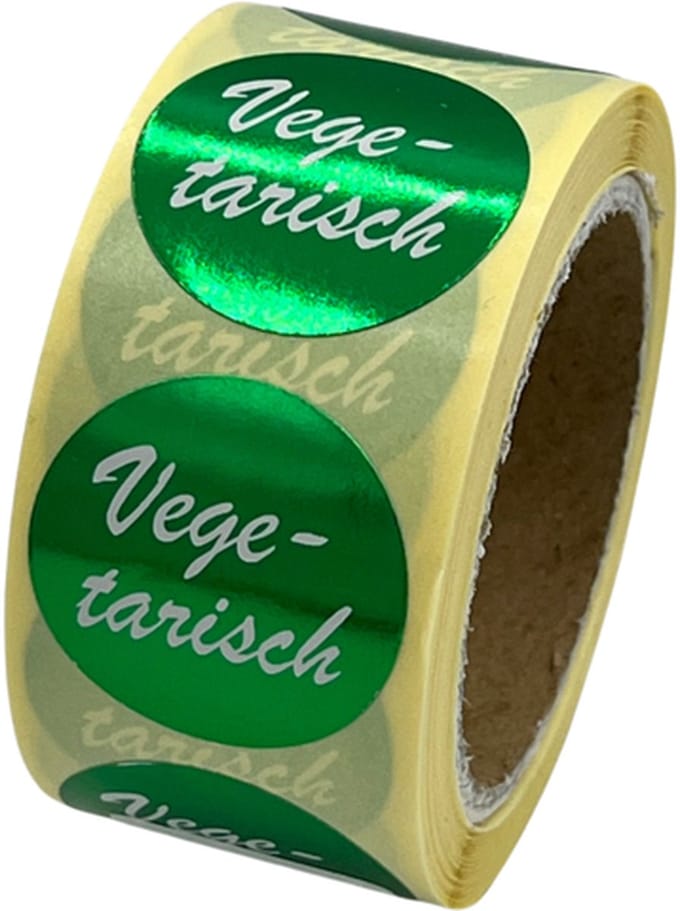 Vegetarisch sticker op rol - 250 Stuks - 25mm - voedseletiket - HACCP