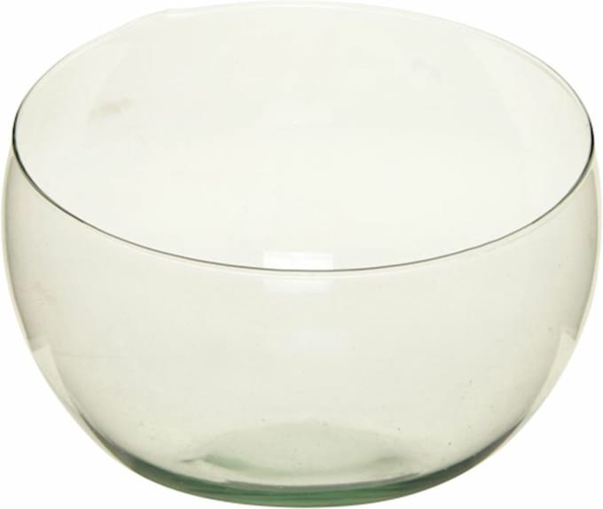 Bellatio Design Bolvaas schuine schaal - transparant gerecycled glas - 21 x 16 cm