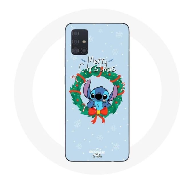 Coque pour Samsung Galaxy A51 Stitch neige joyeux Noël bleu