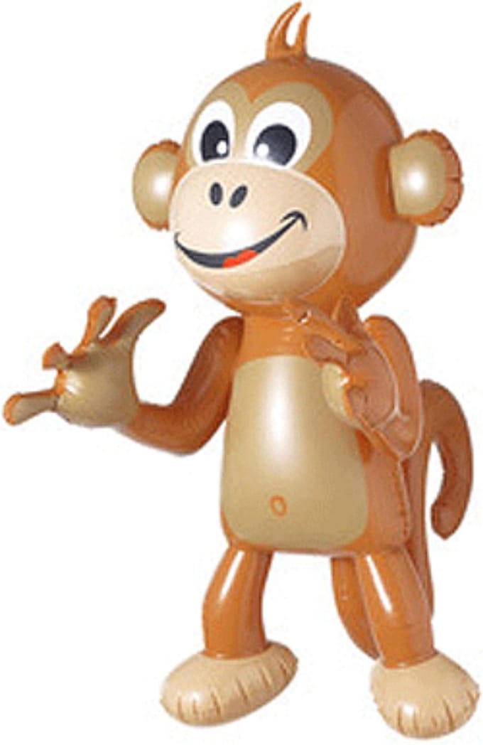 Opblaasbaar aapje - bruin - 50 cm - opblaasartikelen van dieren - apen - jungle - party