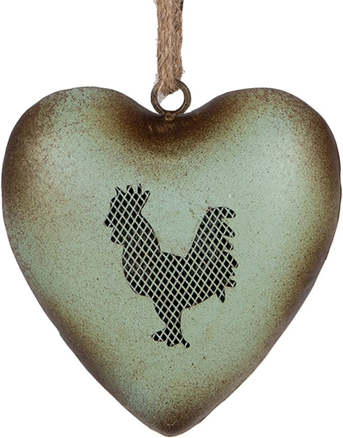 Clayre & Eef Decoratie Hanger Hart 14x5x14 cm Groen Metaal Haan