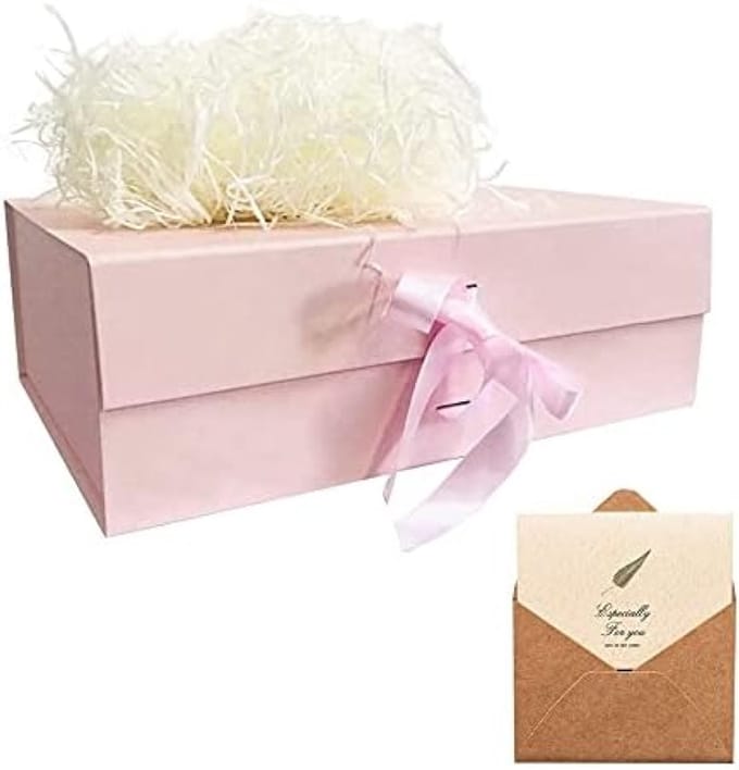 Roze cadeaubox met magnetische sluiting en strik