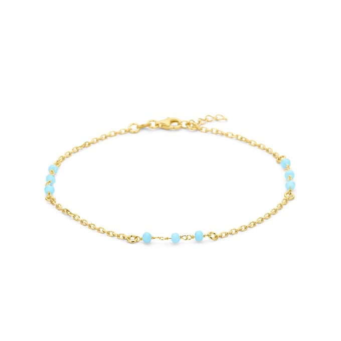 Enkelbandje blauw kristal bolletjes 24 + 2 cm 3 micron