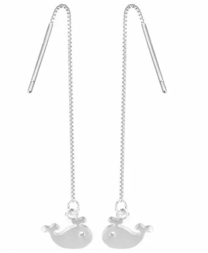 Doorsteek oorbellen-Dolfijn zilver -Charme Bijoux