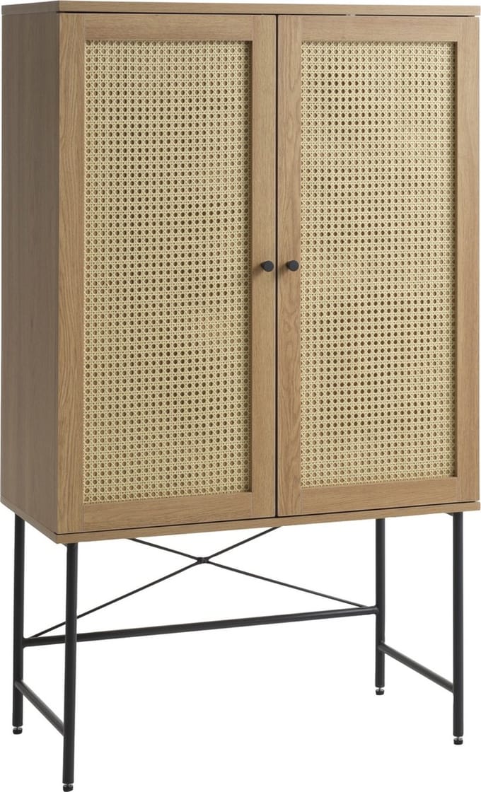 Kast Eiken Melamine - Rotan - 2 Planken - 80x40x135cm