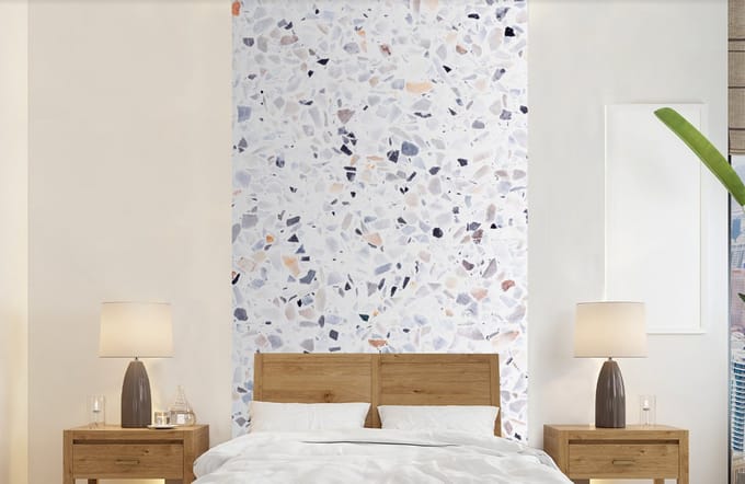 Behang - Fotobehang Graniet - Structuur - Design - Wit - Breedte 120 cm x hoogte 240 cm