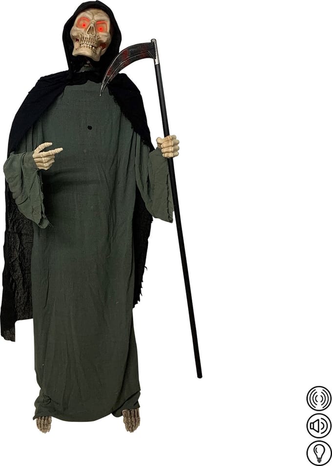 Fjesta© Halloween reaper met zeis - Geluidssensor - 200cm