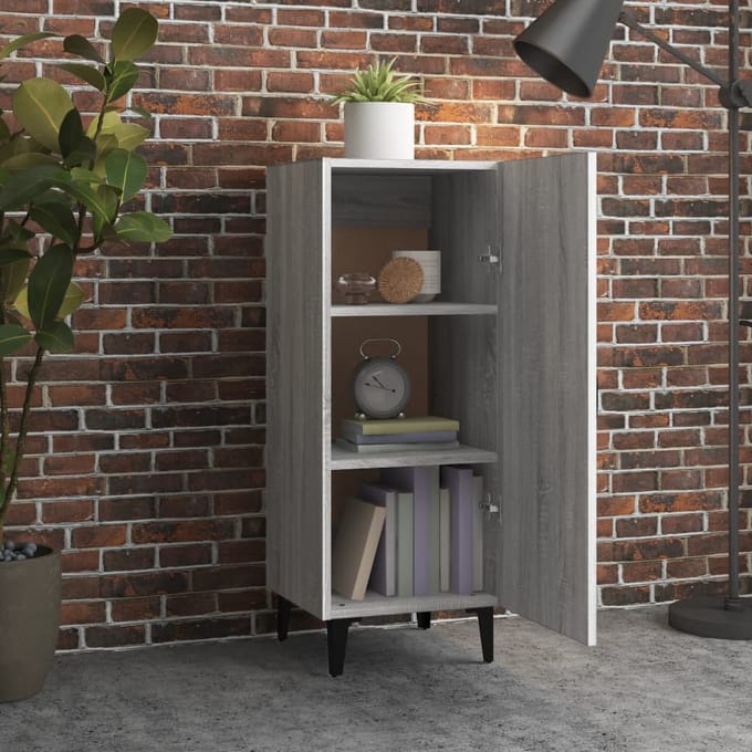 vidaXL Dressoir 34,5x34x90 cm bewerkt hout grijs sonoma eikenkleurig