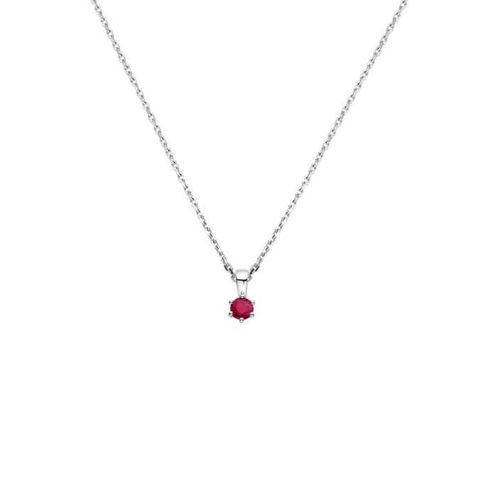 Collier Met Geboortesteen 41 + 4 Cm Zilver Gerhodineerd