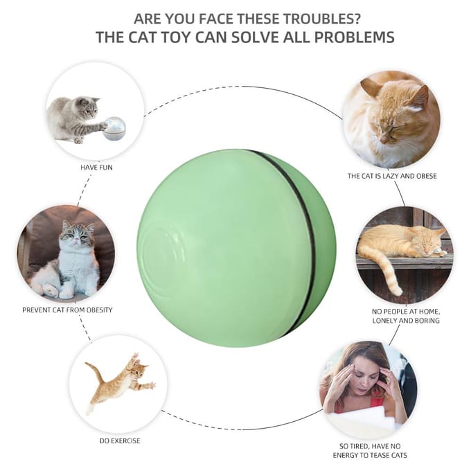 Elektrische interactieve kattenspeelgoedbal rollende bal voor kittenkattenoefening rood