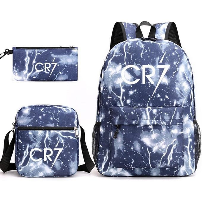 Grote schooltas met schouderband; studenten etui set van drie delen Cristiano ronaldo backpack
