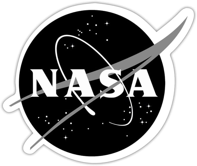 NASA zwart-wit klassiek logo Sticker Maat S (max. 10 x 10cm)
