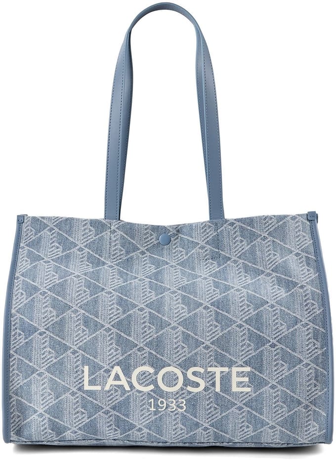 LACOSTE schoudertas Heritage Jacquard Shopping Bag Tradewinds Lichtblauw