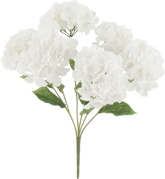J-Line bloemen boeket Hortensia - kunststof - wit