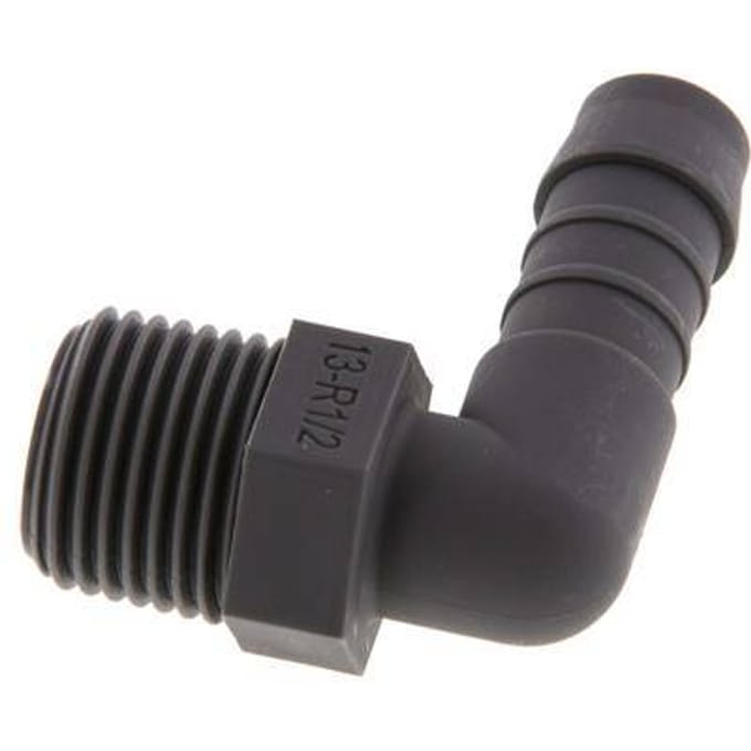 13 mm & R1/2'' PA 6 L-Slangpilaar Met buitendraad [5 Stuks]