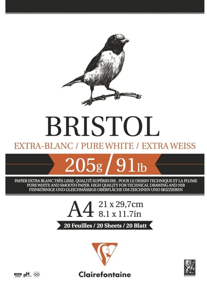 Bristol papier glad 205 gram A4