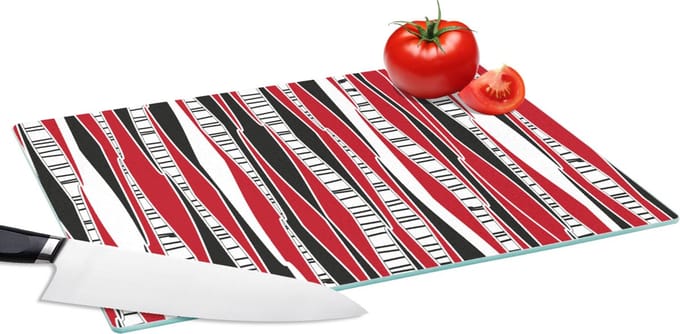 Glazen Snijplank - 39x28 - Rood - Patronen - Boom - Snijplanken Glas