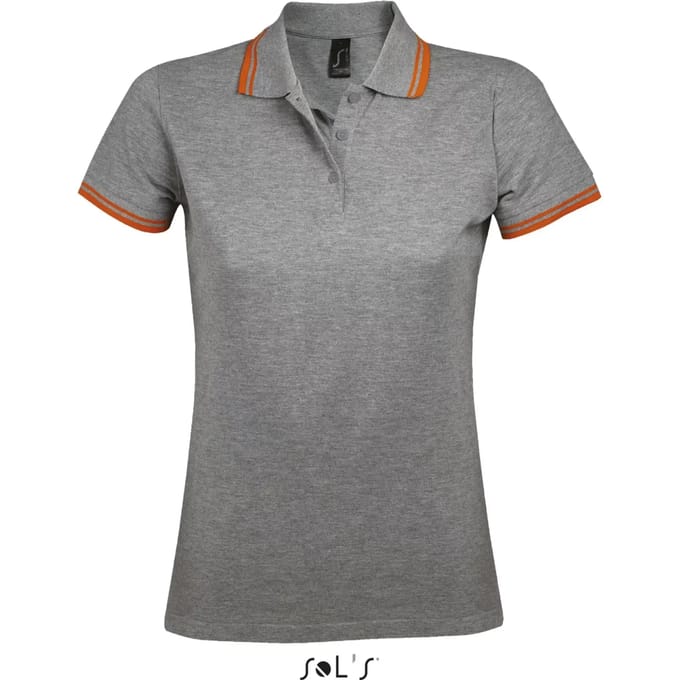 SOL'S Women´s Polo Shirt Pasadena L586 - Grey Melange/Orange - M