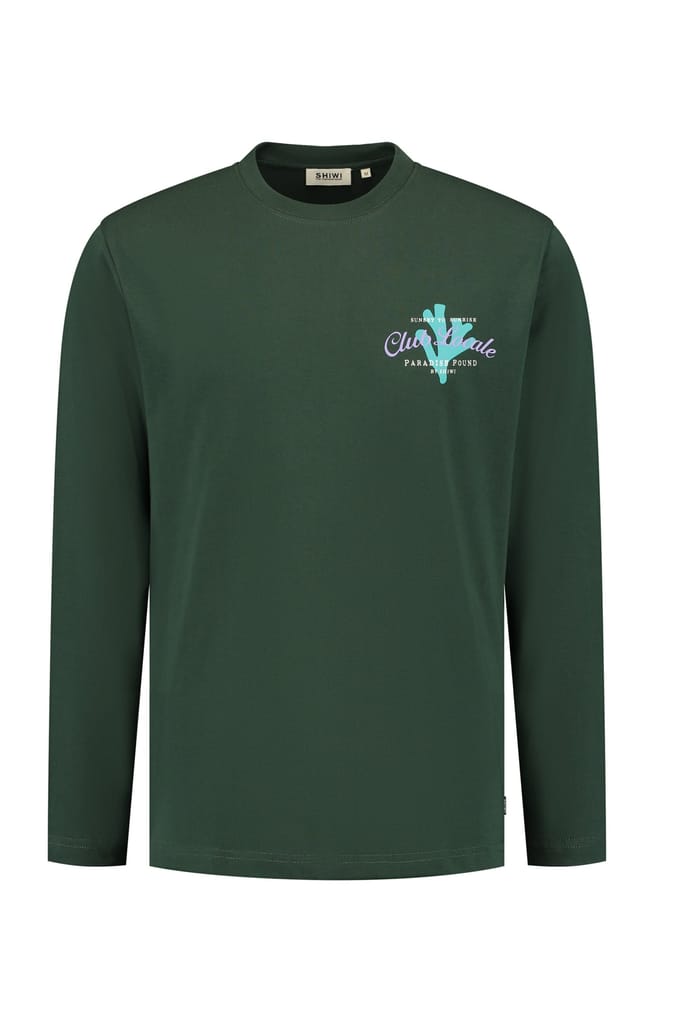Shiwi Jude Regular Longsleeve Paradise Green Leaf Taglia: M | Maglie a manica lunga Outlet | Uomo | Verde