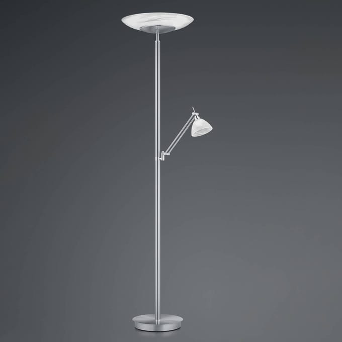 HELL LED vloerlamp Findus, 2-lamps, nikkel