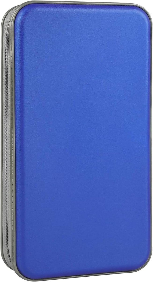 CD Case met 96 Capaciteit - Draagbare Plastic CD Pouch voor Reis en Bescherming van DVD's - Zipper Disc Opslag Wallet in Blauw