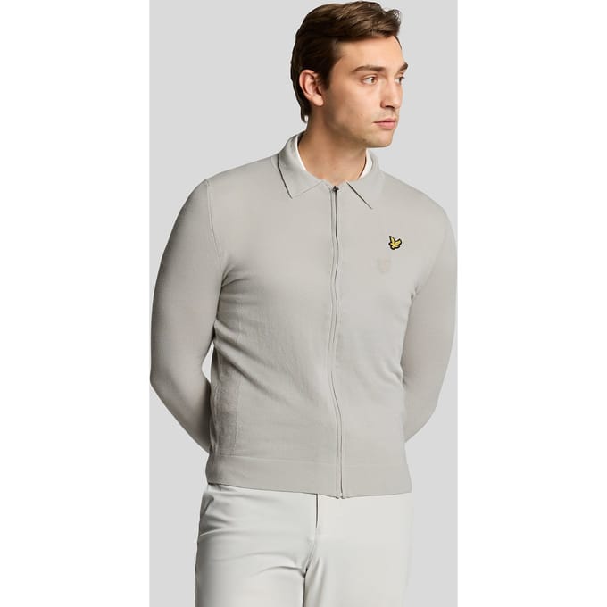 Lyle & Scott Lightweight Knitted Collared Cardigan Pebble Größe: XL | Cardigans Outlet | Herren