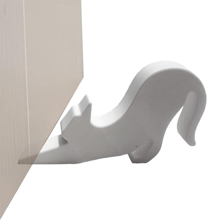 Katten Deurstopper - Dieren Figuur - Deuren Open Houden - Stijlvol Ontwerp - 13x21x21 cm - Wit