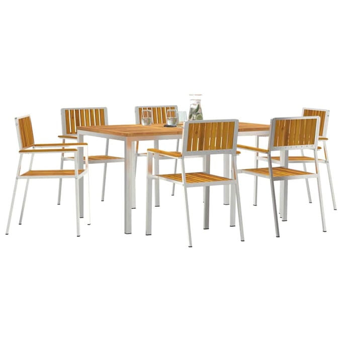 vidaXL Buiten Eettafel Set 7 pcs Bruin Massief Acacia Hout