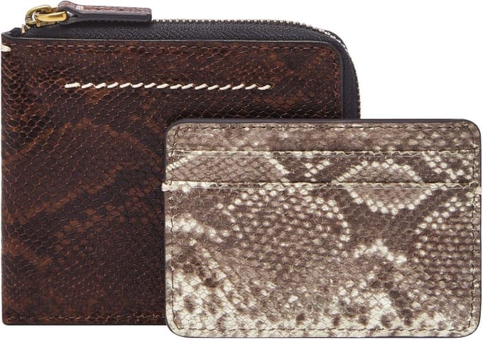 FOSSIL Kaarthoes Kaarthouder Westover Large Zip Bifold Mocha Bruine