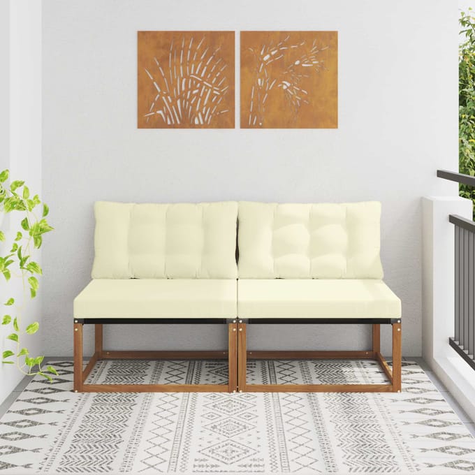vidaXL - 2 - st - Buiten - Midden - Sofa - Massief - Acacia - Hout - Naturel