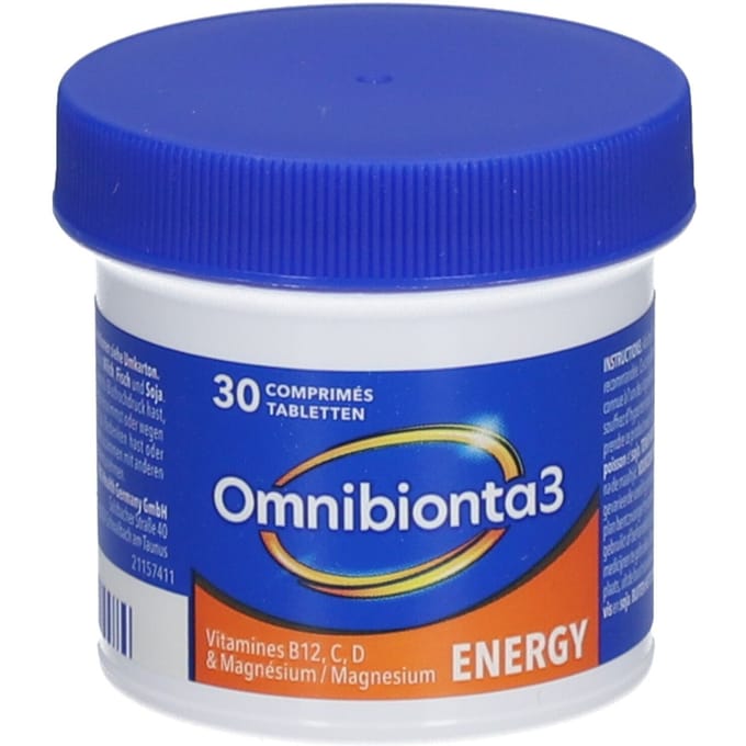 Omnibionta®3 Energie | Multivitaminetablet met vitamine B12, C & magnesium 1 maand 30 Tabletten