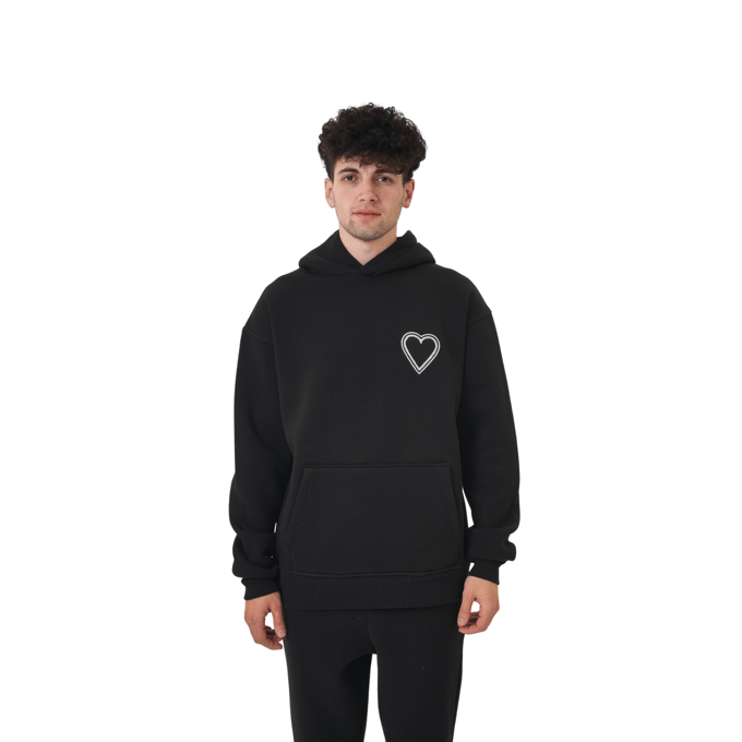 Mono Heart Hoodie - Black