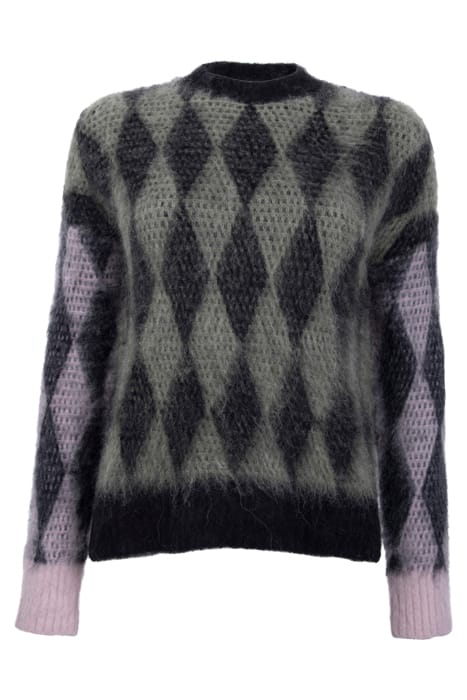 AllSaints Diamond Crew Neck Black/sage/pink Größe: XS | Strickpullover Outlet | Damen | Schwarz