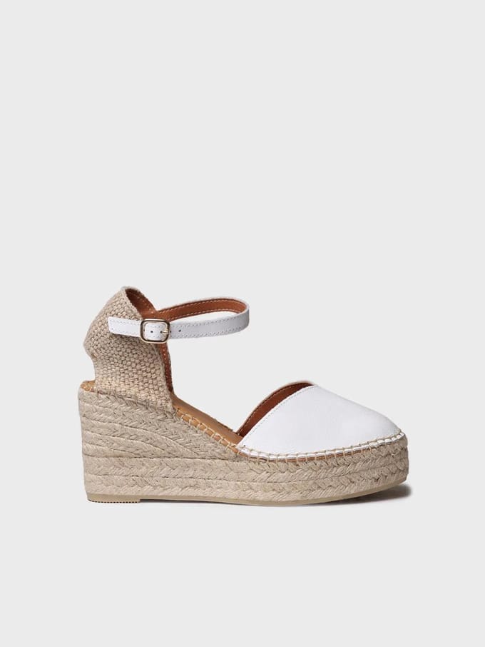 Dames leren espadrille met sleehak | MAGDA-P