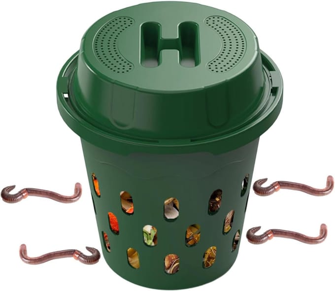 Wormencomposter Ondergronds - Compostbak Tuin - Afval Verwerken - Geïntegreerd Ontwerp - 24x24x274 cm - Beige
