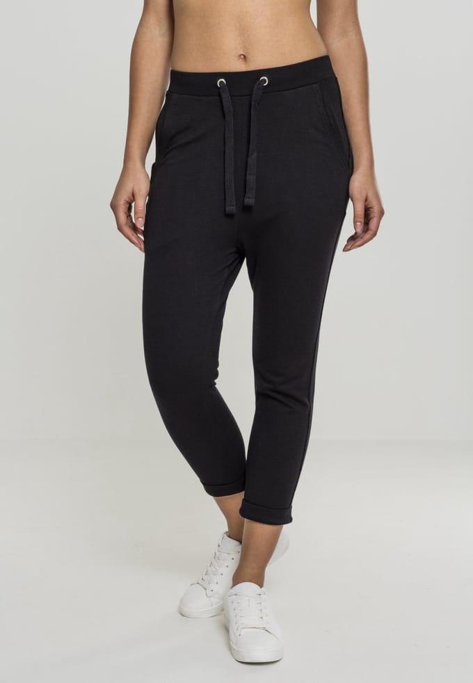 Urban Classics - Open Edge Terry Turn Up Dames joggingbroek - 4XL - Zwart