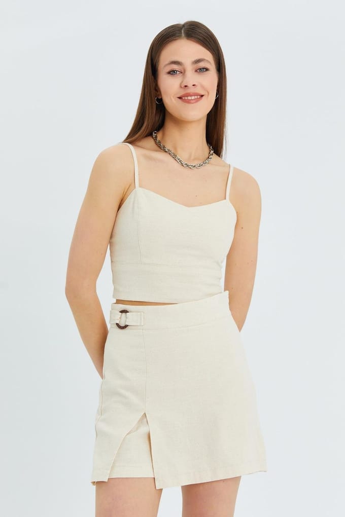 Hartvormige Halslijn Schouderbandjes Crop Cami Top