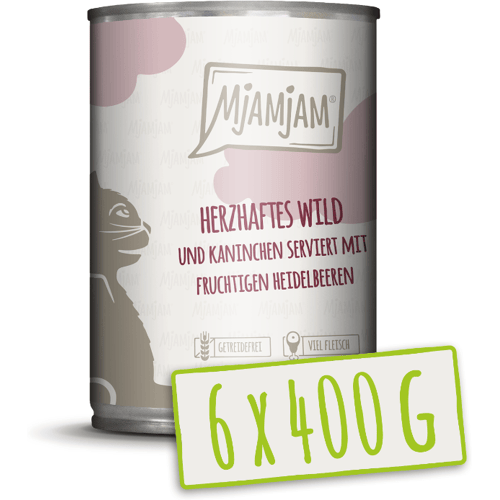 MjAMjAM - Hartig wild en konijn met bosbessen 400g*6
