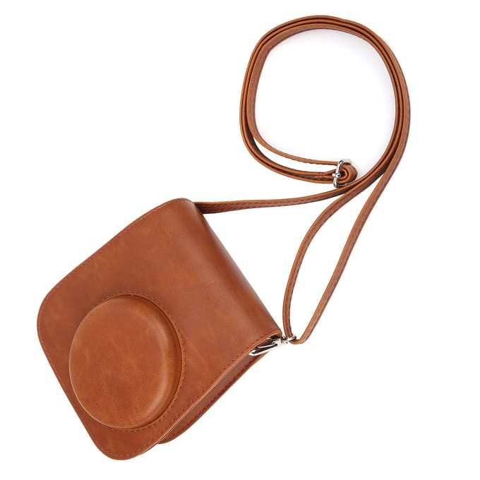 PU Camera Opbergtas Vintage Sling Shell Tas voor Fujifilm Instax Mini 11 9 8 Camera brown