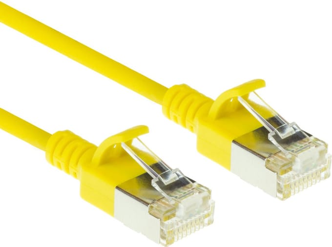 ACT DC7830 netwerkkabel - 0.15 meter geel - Cat6a - U/FTP - LSZH - Snagless - Datacenter slimline