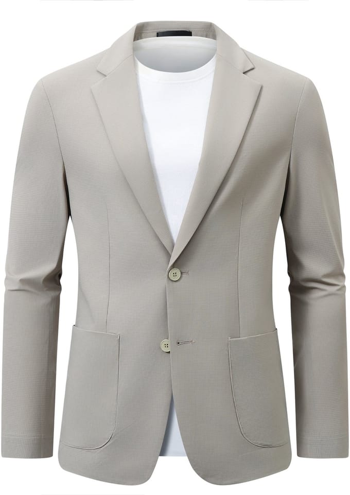 ALLTHEMEN Heren Effen Tweeknopen Single-breasted Blazer - Geperst Ruitpatroon - M