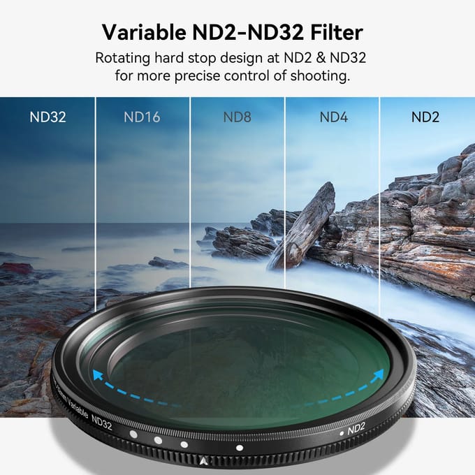 SmallRig 52mm Magnetische Variabele ND Filter Kit, ND2-ND32 (1-5 Stops) VND Filter met M Mount Filter Adapter voor Telefoonhoesje -4386B