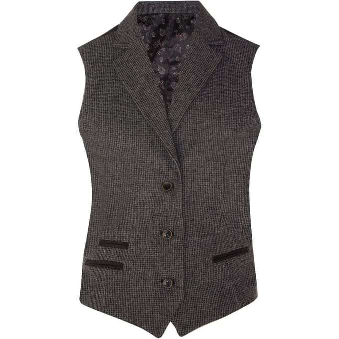 Womens Tweed jaren 1920 visgraat grijs vest