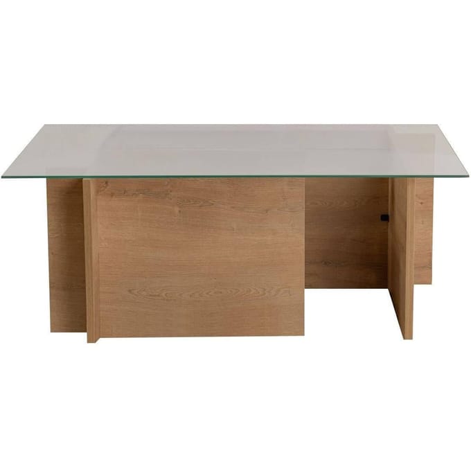 Vetrino" glazen salontafel 105 x 65 x 40 cm - Honing eik