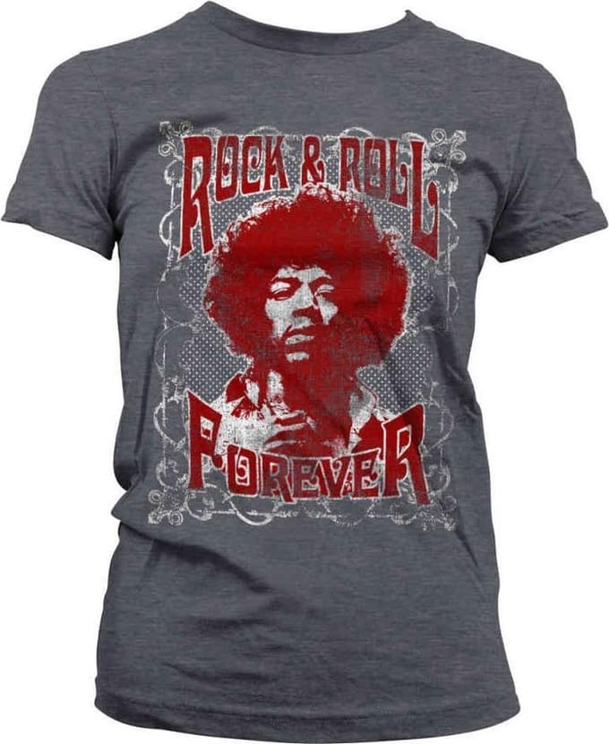 Jimi Hendrix Dames Tshirt -M- Rock 'n Roll Forever Grijs